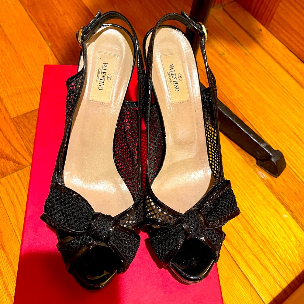 Valentino sling back bow pumps